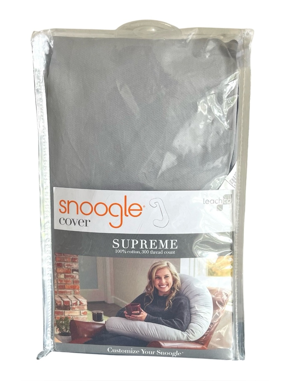 Leachco Snoogle Supreme Cover Peaceful Gray 100% Cotton 300 Thread Count